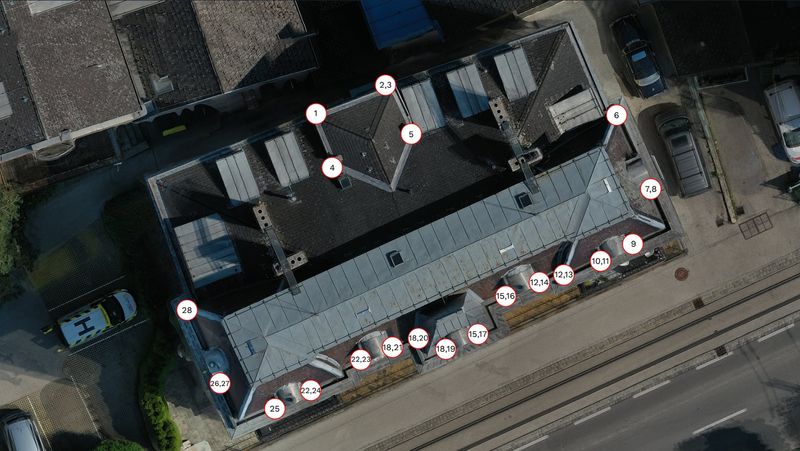 Dachinspektion Markierung schadhafter Stellen