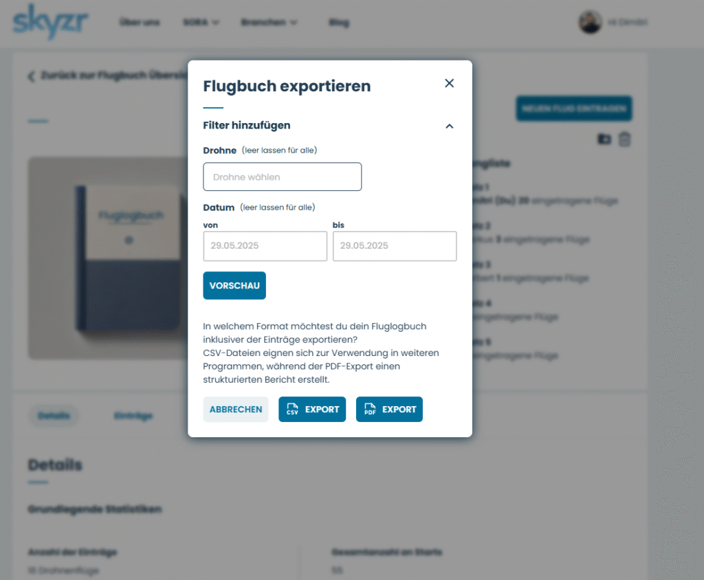 skyzr filter export floglogbuc