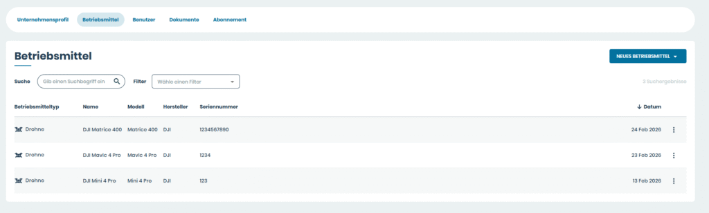 wingman betriebsmittel